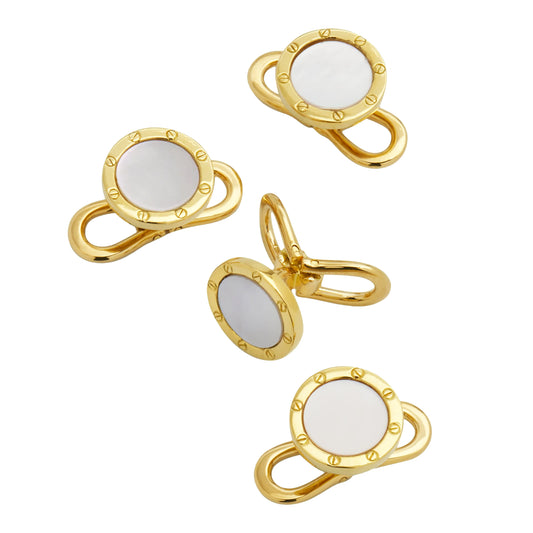 Rivet Etch 18K Gold Tuxedo Studs