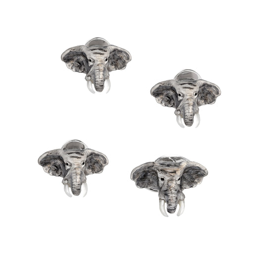 Pearl Elephant Head Enamel Sterling Studs