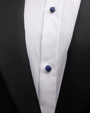 Rose Carved Lapis Sterling Cufflinks & Studs