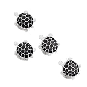 Sterling silver turtle tuxedo stud set with black enamel shell detailing