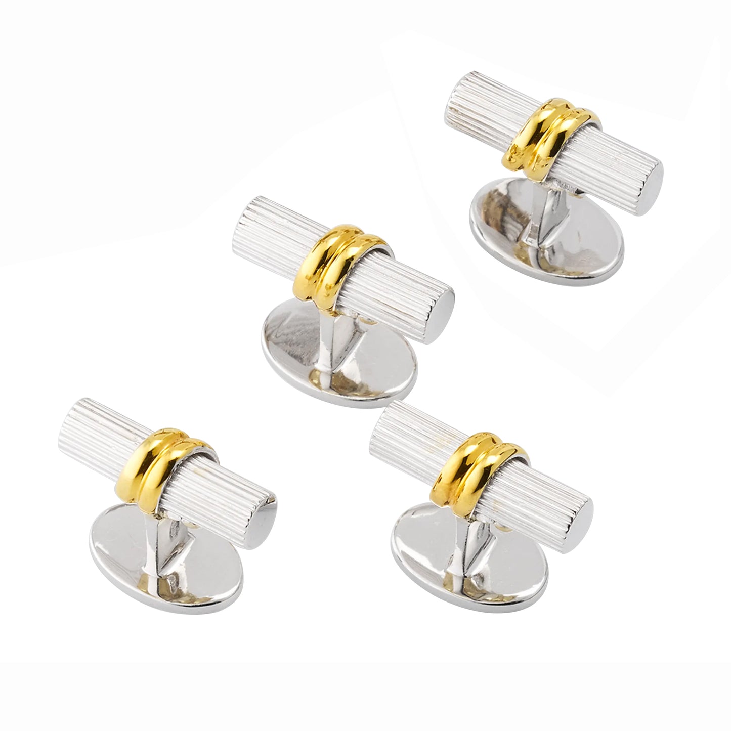 Tube Sterling Silver Studs Set 18K Gold Vermeil Accent