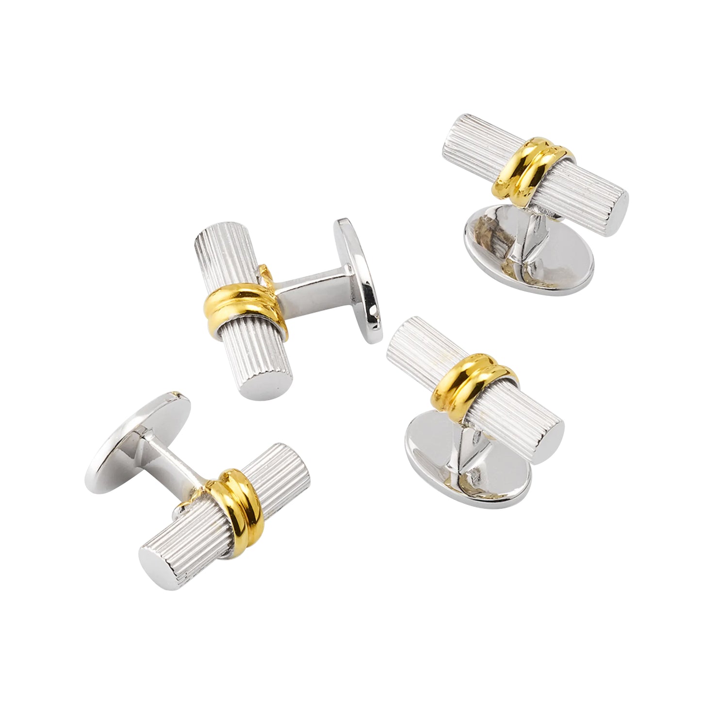 Tube Sterling Silver Studs Set 18K Gold Vermeil Accent