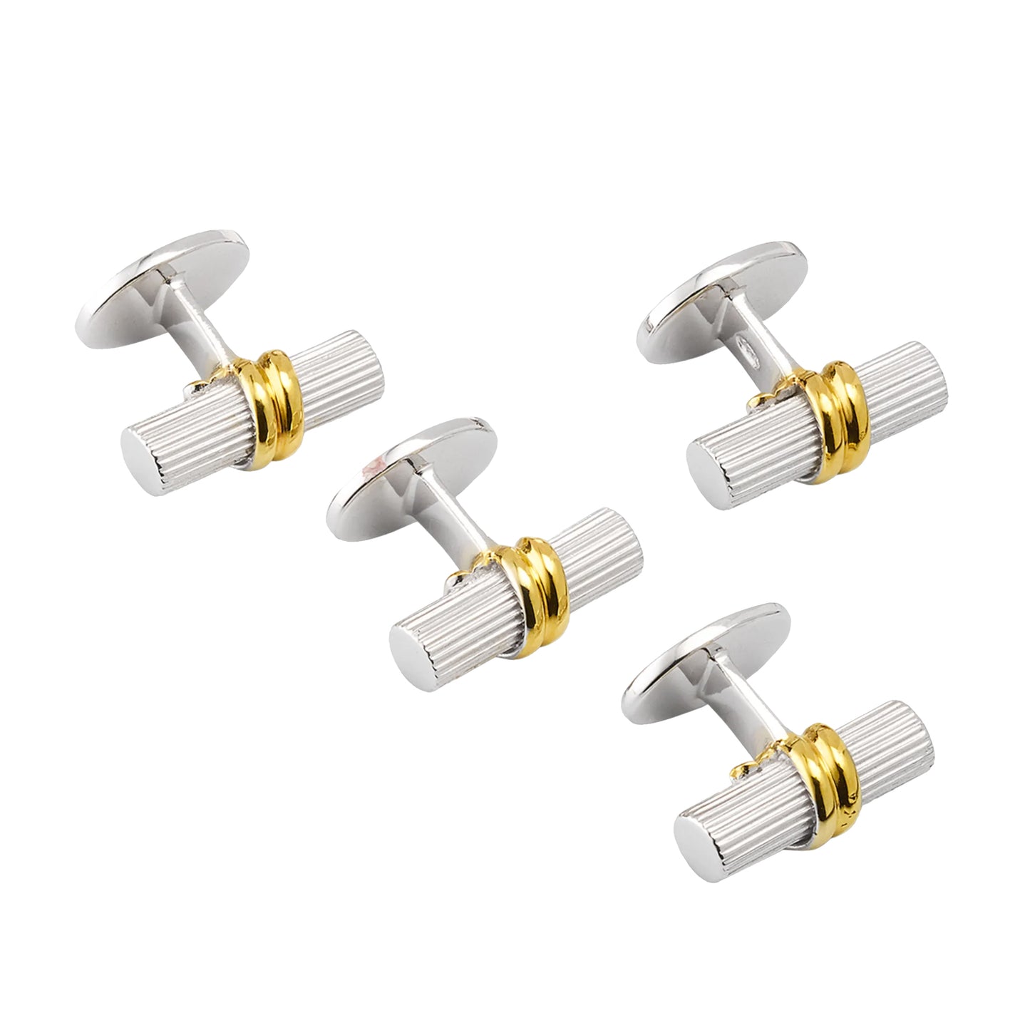 Tube Sterling Silver Studs Set 18K Gold Vermeil Accent