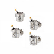 3D miniature champagne bucket with bottle and ice sterling silver tuxedo cufflink