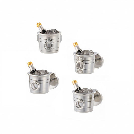 Champagne Bucket Sterling Tuxedo Studs