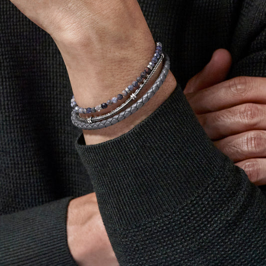 Gray Sapphire & Sterling Stack – 3-Bracelet Set