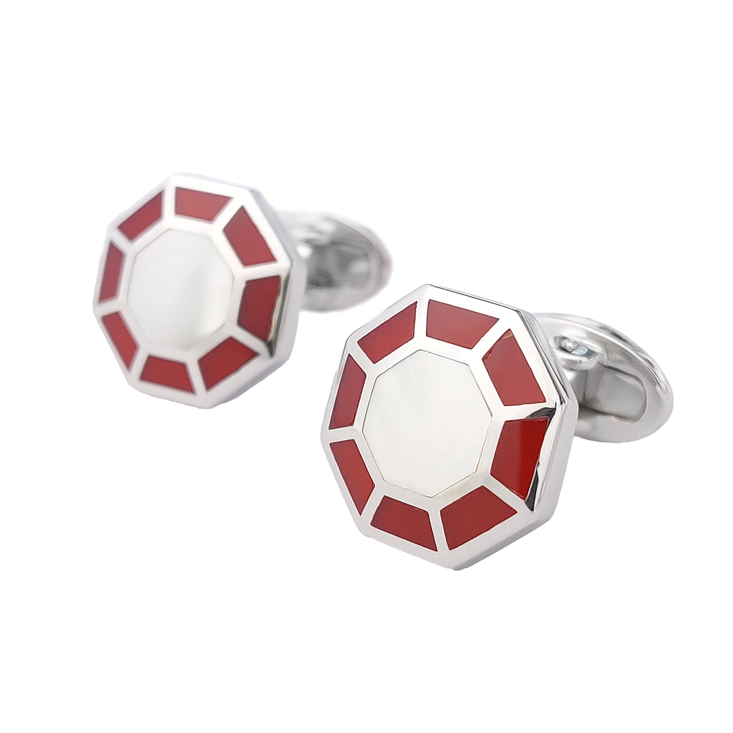 Octagon Enamel Silver Cufflinks