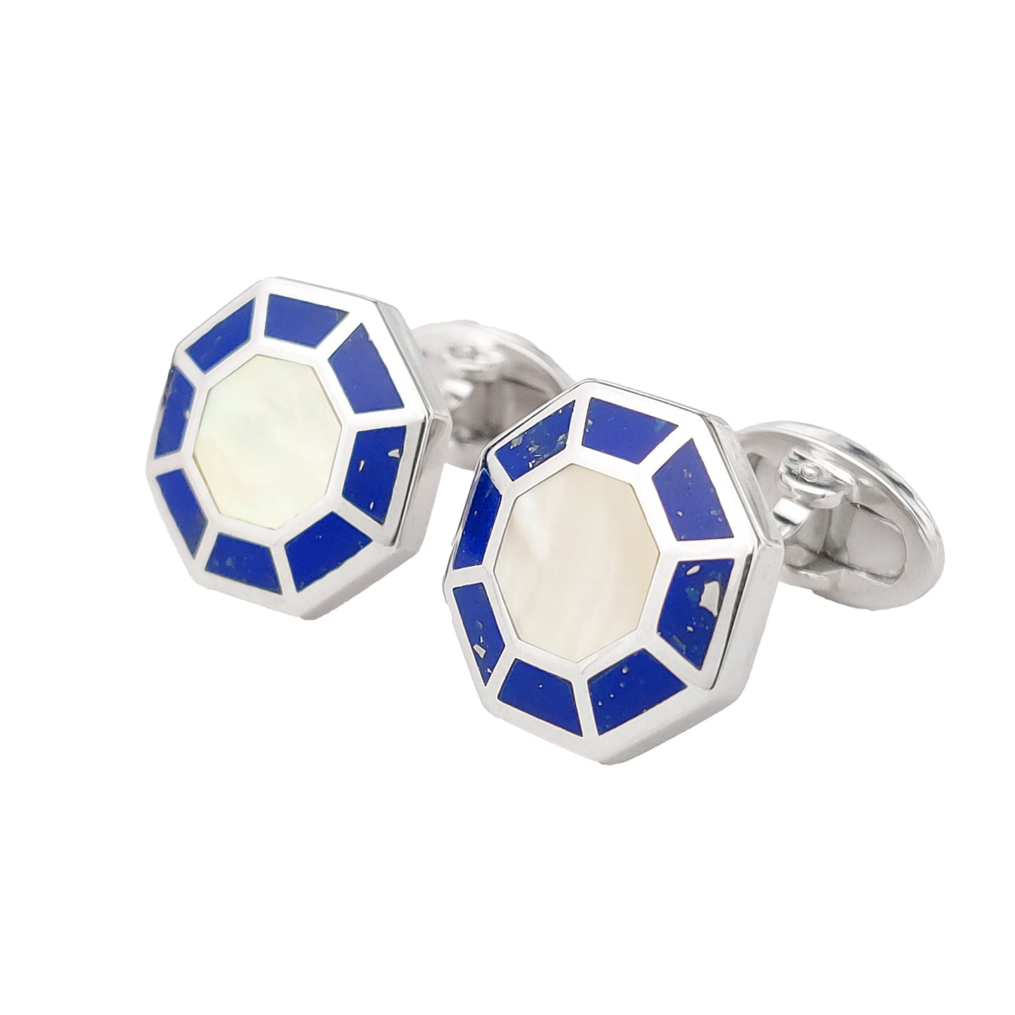 Octagon Enamel Silver Cufflinks