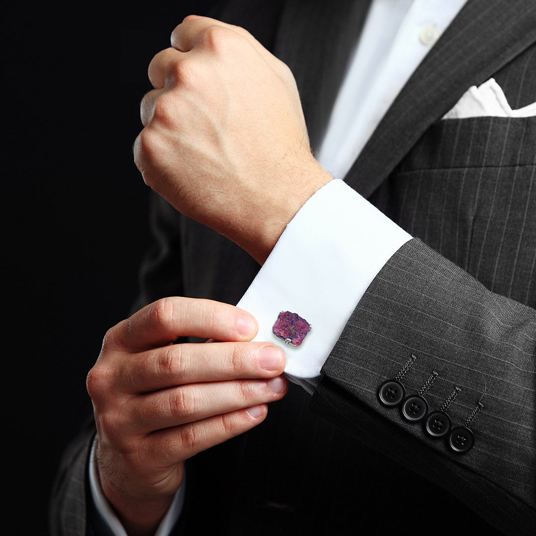 Ruby Raw Gemstone Sterling Cufflinks