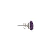 Hand-carved deep purple amethyst rose stud earring