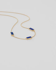 Dash Rectangle Gemstone Triple Station Gold Vermeil Sterling Necklace