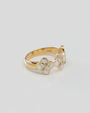 Petal Ring with Tigers Eye or Malachite Sterling & 18K Vermeil