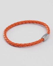 Go Knicks!  Blue Lapis Dash & Orange Woven Leather Bracelet Stack
