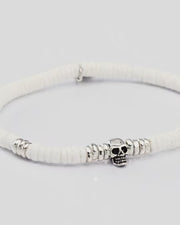 White Shell, Sterling Skull Flex Bracelet