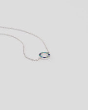Dash Circle Gemstone Tonal Blue Sterling Necklace