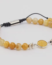 Yellow Jade Sterling Pull Beaded Bracelet