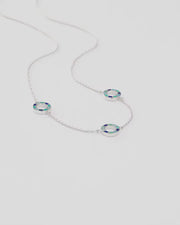 Dash Circle Gemstone Triple Station Tonal Blue Sterling Necklace
