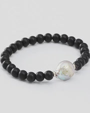 Onyx & Pearl Flex Bracelet