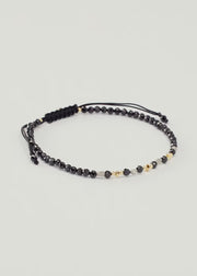 Black Spinel and Raw Diamond Beaded Pull-Cord Bracelet