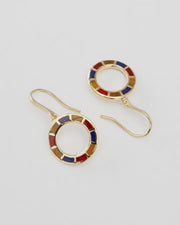 Dash Circle Multicolor Gemstone Gold Vermeil Sterling Drop Earrings