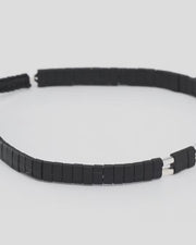 Chiclet Sterling Beaded Pull Cord Bracelet