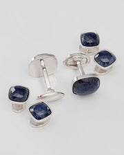 Sapphire Square Sterling Cufflink Stud Set