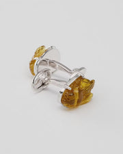 Carved Amber Gemstone Bee Sterling Silver Cufflinks I Jan Leslie