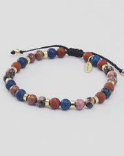 Mixed 8mm Gemstone Bead Pull Cord Sterling Silver Bracelet I Jan Leslie