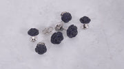 Rose Hand Carved Blue Goldstone Cufflinks and Stud Set