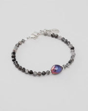 Rutliated Quartz Bracelet & Grey Pearl