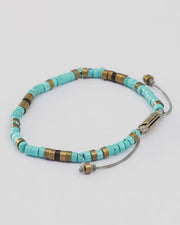 Turquoise Sterling Beaded Pull Cord Bracelet