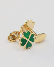 Lucky Four Leaf Clover Gold Vermeil Cufflinks
