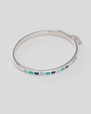 Dash Rectangle Tonal Blue Gemstone Sterling Bangle Bracelet