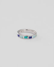 Dash Rectangle Gemstone Tonal Blue Sterling Stackable Ring