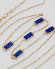 Dash Rectangle Gemstone Five Station Gold Vermeil Sterling Necklace