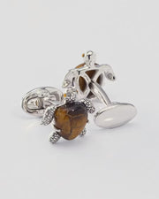 Turtle Carved Tiger Eye Sterling Cufflinks