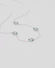 Dash Circle Gemstone Triple Station Tonal Blue Sterling Necklace