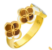 Tiger's eye floral cluster ring in 18k gold vermeil | Jan Leslie 