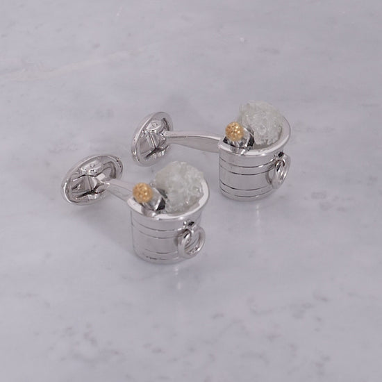 Video showing 180 degree view of the Champagne Bottle Sterling Silver Cufflinks. 