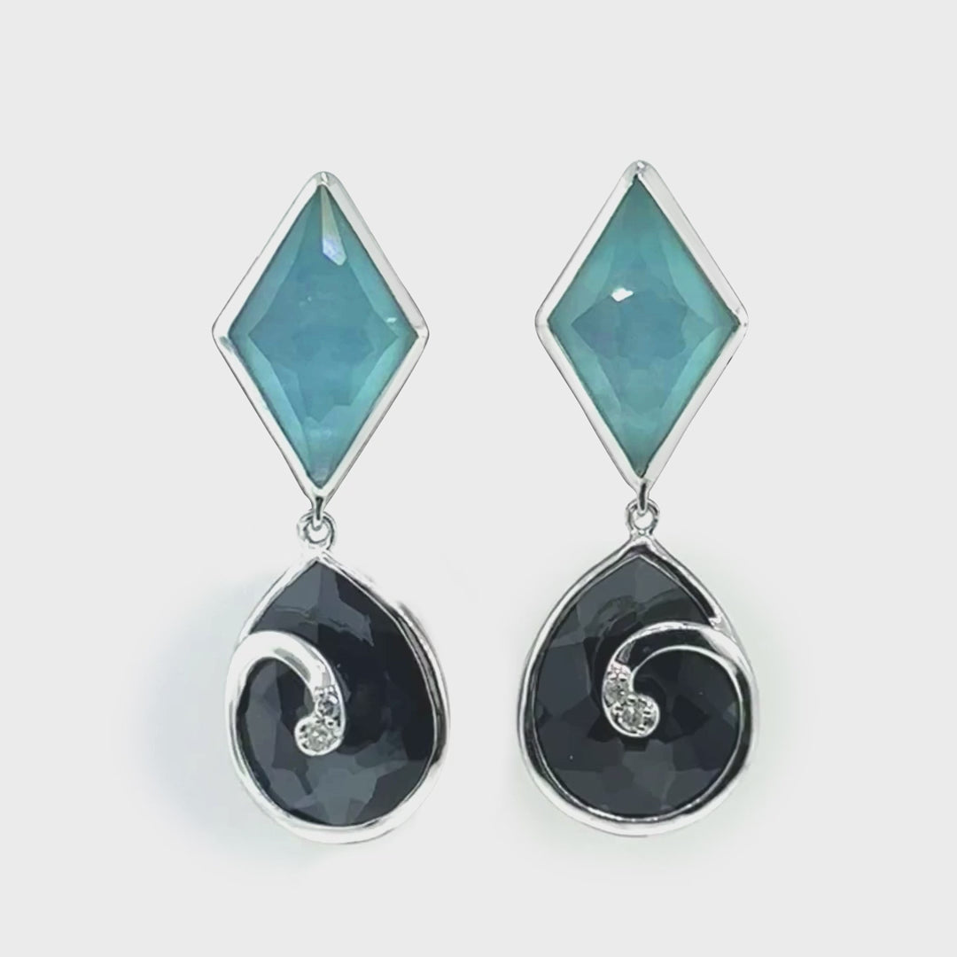 Video of Faceted Gemstone and Diamonds Sparkle Earrings 
