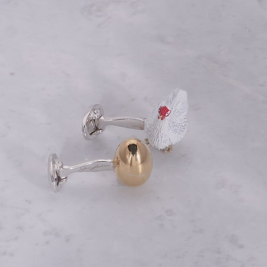 180 video of the The Chicken and the Egg Sterling Silver Cufflinks by Jan Leslie Cufflinks and Accessories. 