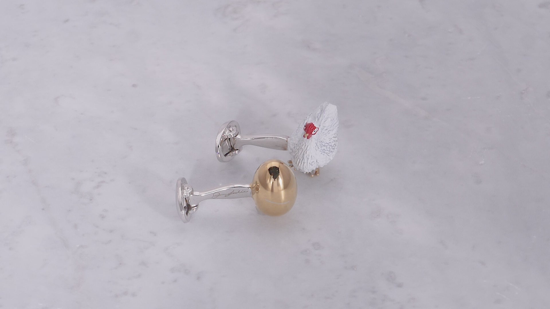 180 video of the The Chicken and the Egg Sterling Silver Cufflinks by Jan Leslie Cufflinks and Accessories. 