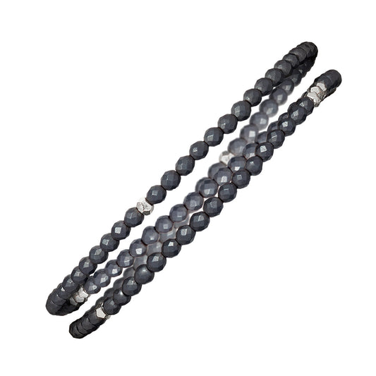 Dark Grey Pyrite Bead Wrap Bracelet I Jan Leslie Cufflinks and Accessories.