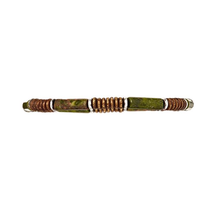 Cylinder Gemstone Bead Bracelet in unakite I Jan Leslie Cufflinks and Accessories. 