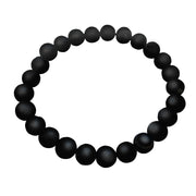 8mm Gemstone Beaded Elastic Bracelet in Matte Onyx  | Jan Leslie 