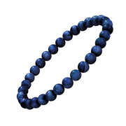 6mm Semiprecious Gemstone Beaded Elastic Bracelet in Blue Tigers Eye I Jan Leslie 