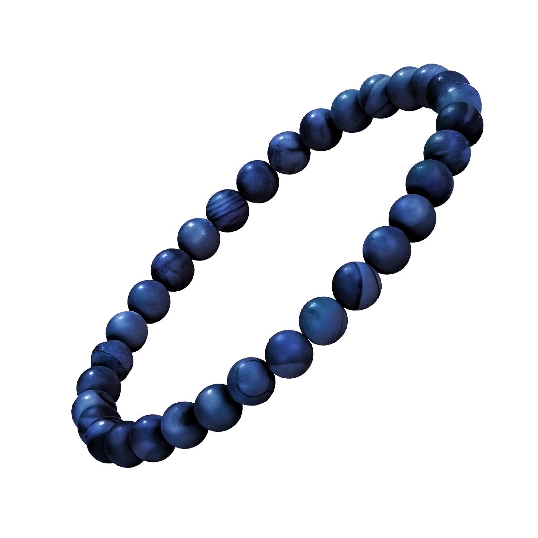 6mm Semiprecious Gemstone Beaded Elastic Bracelet in Blue Tigers Eye I Jan Leslie 