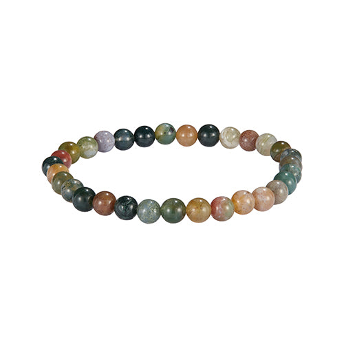 6mm Semiprecious Gemstone Beaded Elastic Bracelet in Matte Unakite- Jan Leslie Cufflinks and Accessories