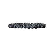 6mm Semiprecious Gemstone Beaded Elastic Bracelet in Matte Snowflake Obsidian I Jan Leslie 