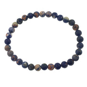 6mm Semiprecious Gemstone Beaded Elastic Bracelet in Matte Sodalite - Jan Leslie 